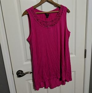 NWT Lane Bryant Magenta lattice neck tank 14/16